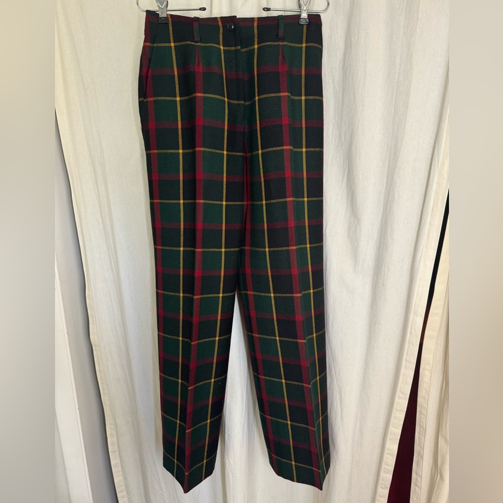 Anne Klein Vintage Plaid Pants in Green, Red, and Yellow